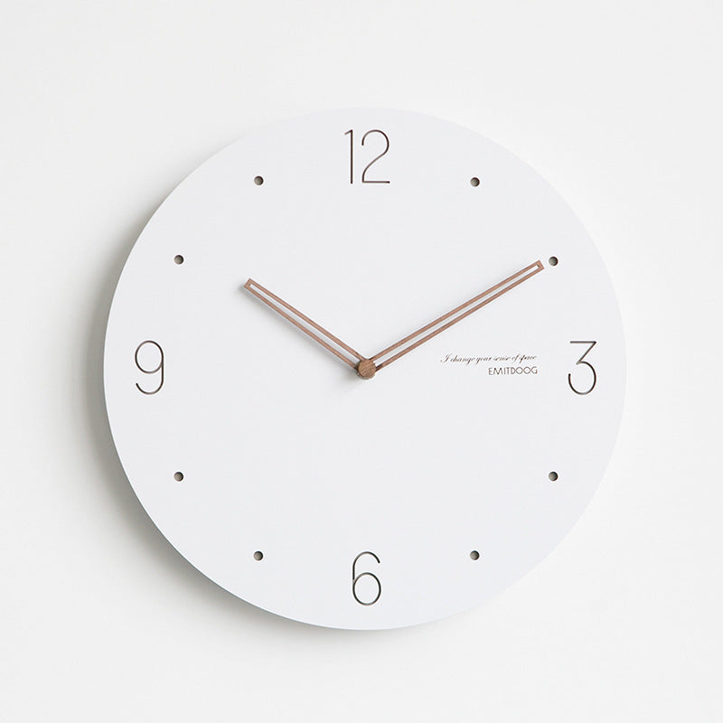 Emitdoog Minimalist Wall Clock Collection 30cm Round Wood White