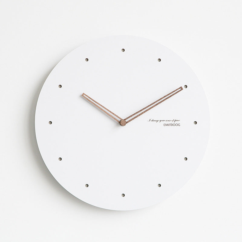 Emitdoog Minimalist Wall Clock Collection 30cm Round Wood White