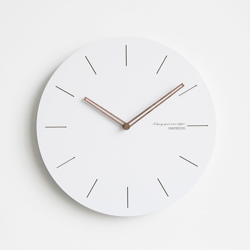 Emitdoog Minimalist Wall Clock Collection 30cm Round Wood White