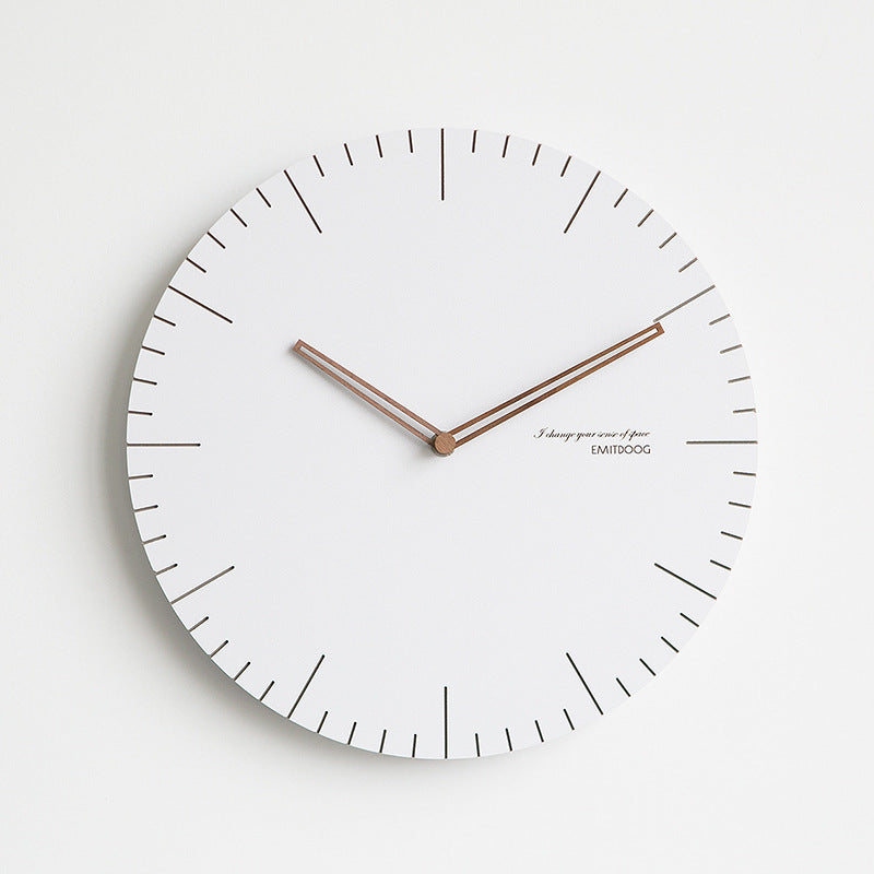 Emitdoog Minimalist Wall Clock Collection 30cm Round Wood White