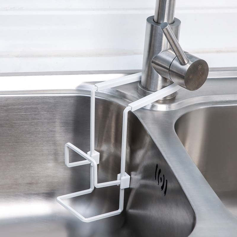 Metal Faucet Sink Rack in White