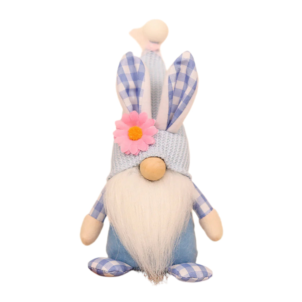 Gingham Easter Plush Doll Decoration Blue Soft Plush Polyester 