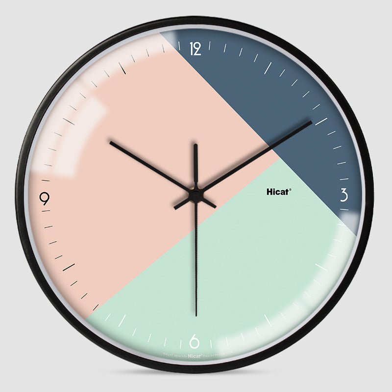 Hicat Geometric Wall Clock Collection 30cm Round Metal Glass