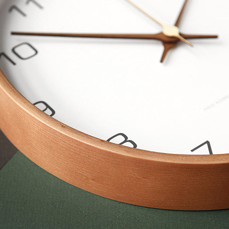 Minimalist Wooden Wall Clock 25cm 30cm 35cm Brown Beige Round