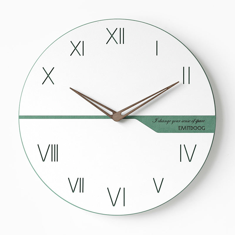 Modern Balance Wall Clock Green 30 cm Wooden Round