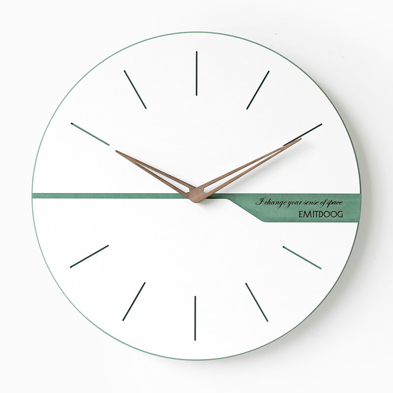 Modern Balance Wall Clock Green 30 cm Wooden Round
