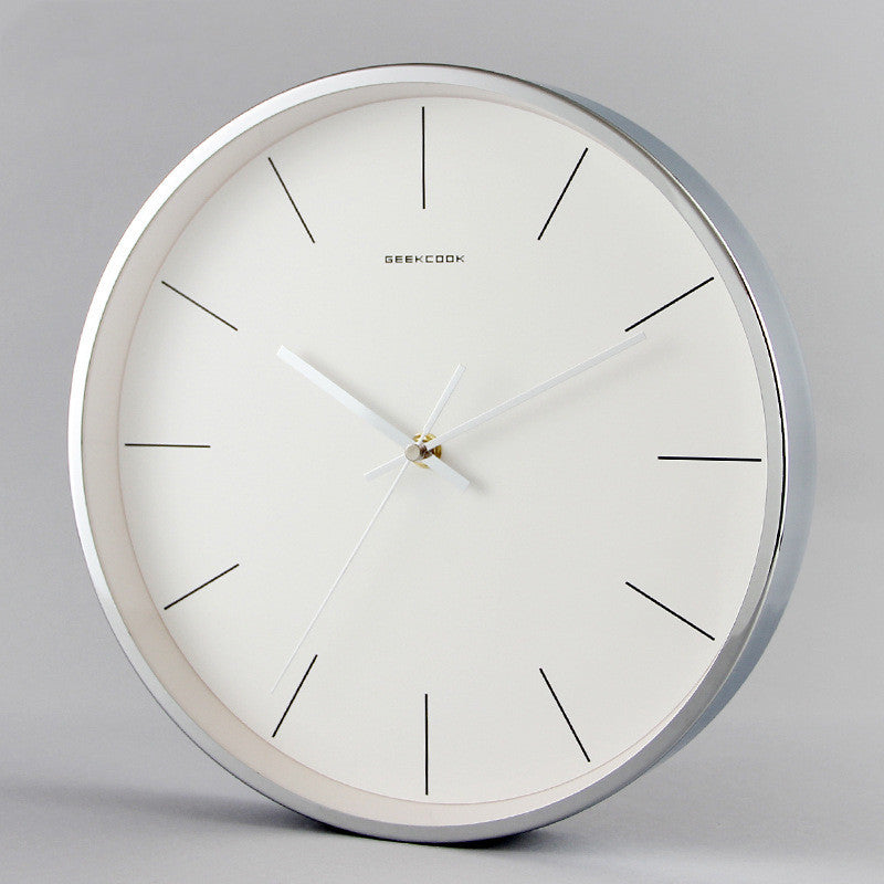 Modern Minimalist Wall Clock 30cm Silver Silent Non-ticking