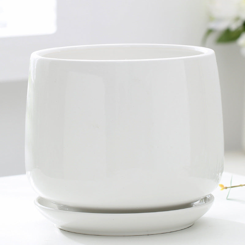 Ceramic Flower Pot with Tray