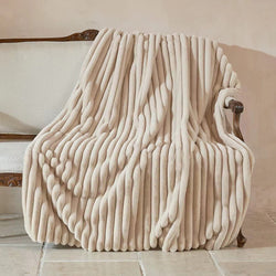 Plush Ribbed Throw Blanket