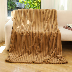 Plush Ribbed Throw Blanket