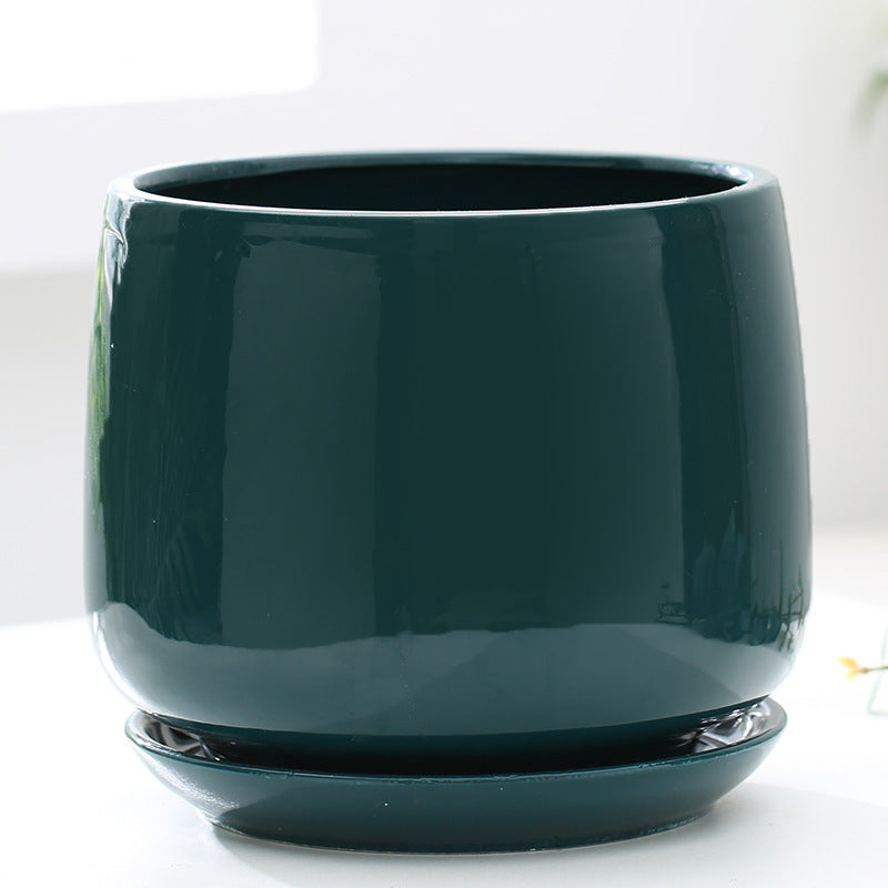 Ceramic Flower Pot with Tray