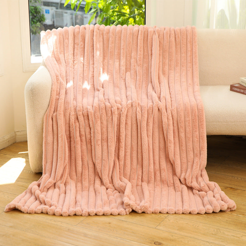 Plush Ribbed Throw Blanket