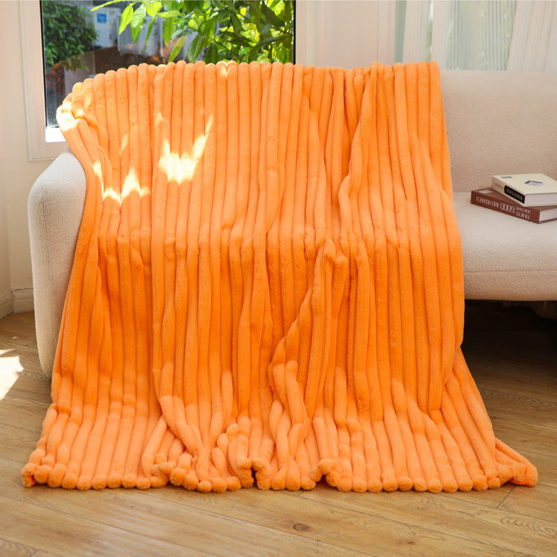 Plush Ribbed Throw Blanket