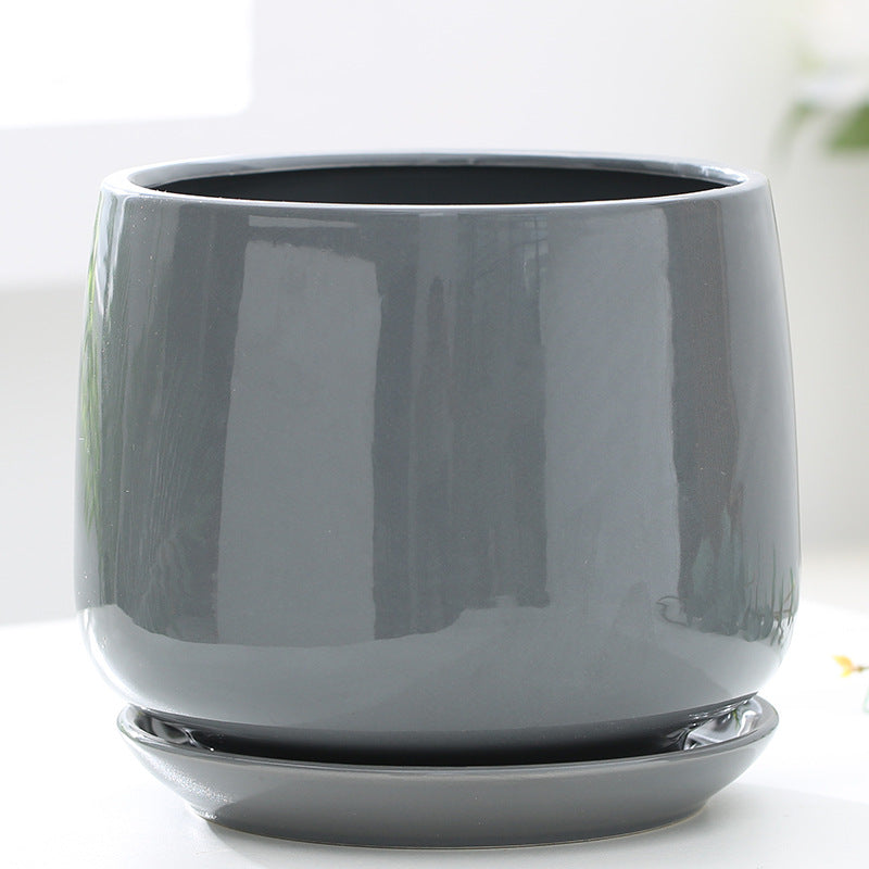Ceramic Flower Pot with Tray