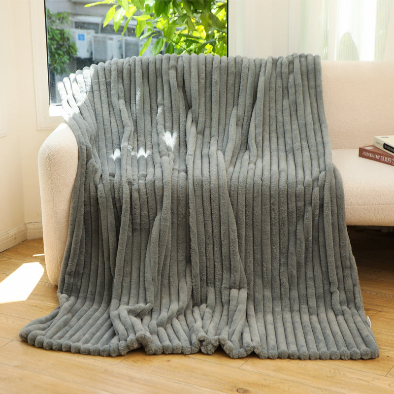 Plush Ribbed Throw Blanket