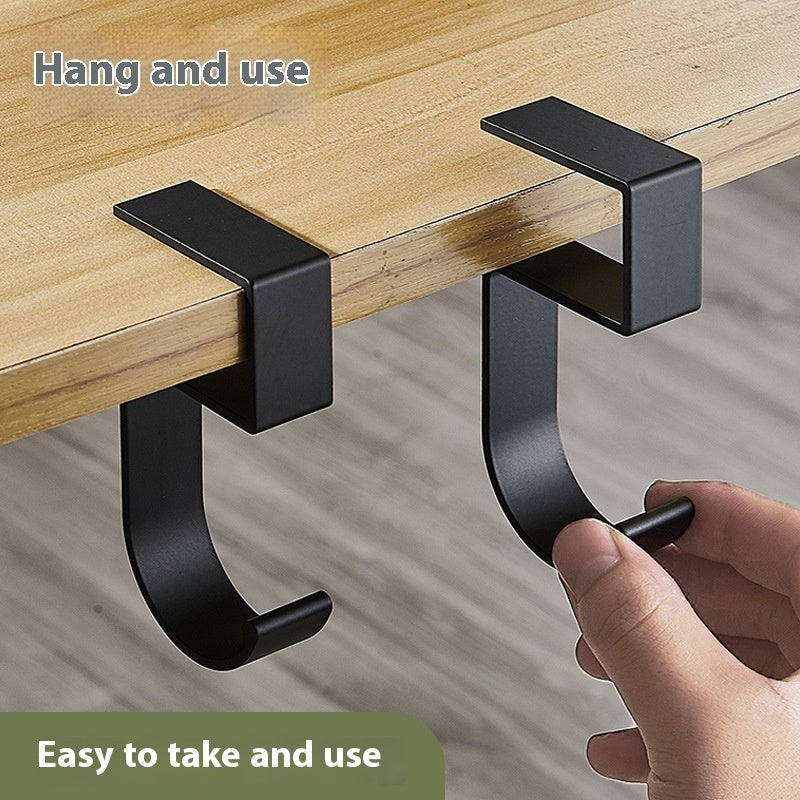 Metal Over-Desk Hanging Hooks 4 Pcs Black