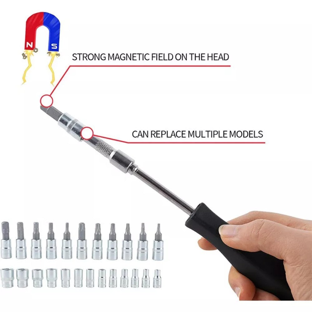 Professional Socket and Magnectic Bit Set Silver Colour