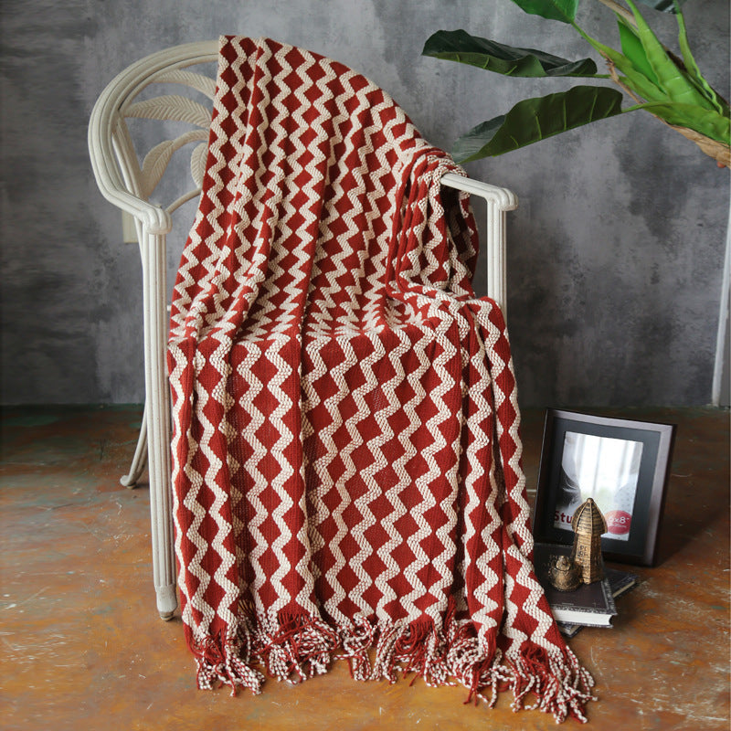 Geometric Knitted Throw, 120x230cm