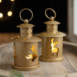 Golden Reindeer Candle Lantern