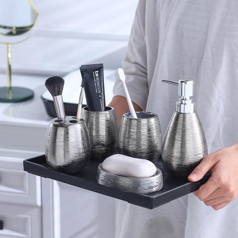 Silver Bathroom Accessory Set