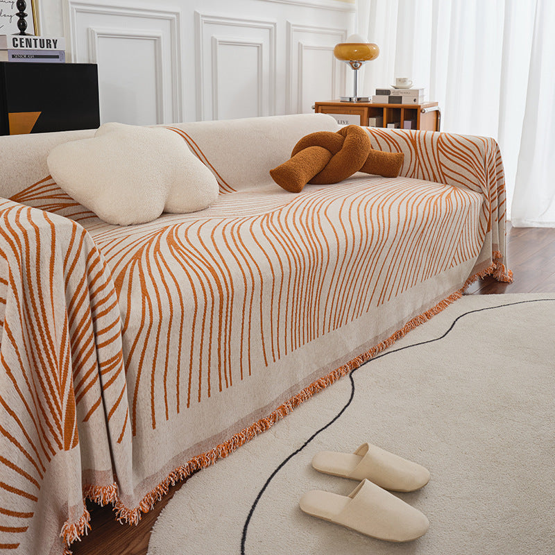 Curved Stripes Sofa Cover Blanket