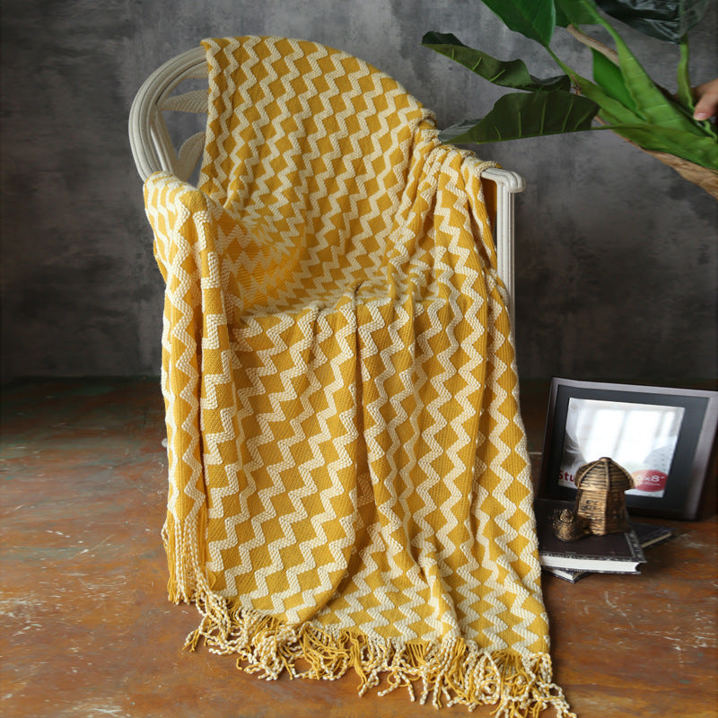 Geometric Knitted Throw, 120x230cm