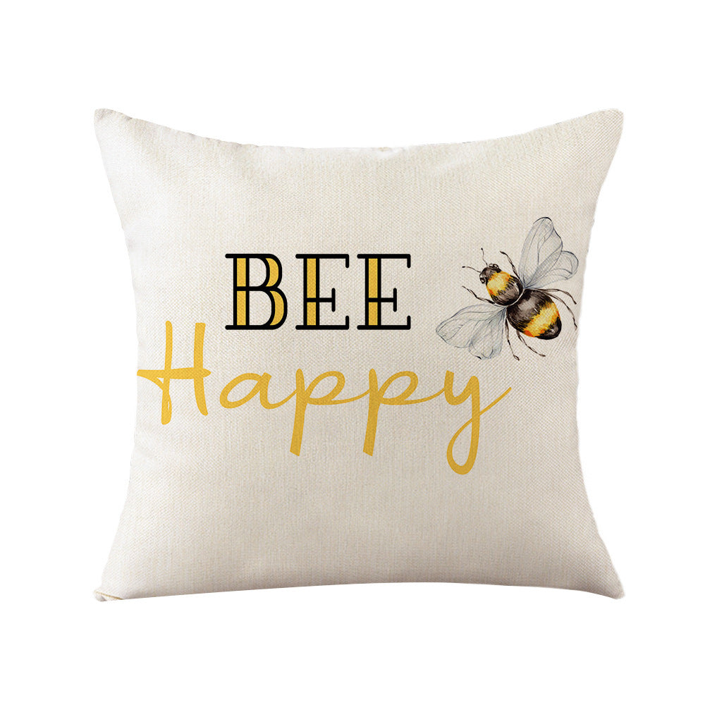 Bee Series Linen Cushion Cover 45x45cm