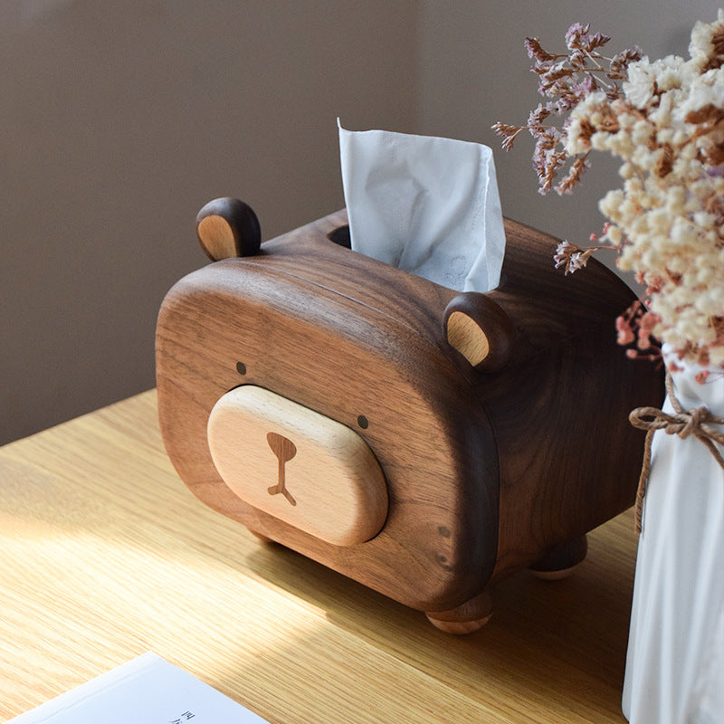 Bear Wooden Tissue Box