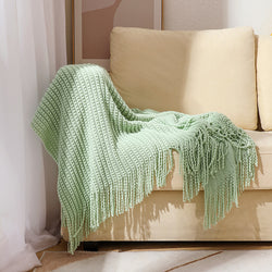 Waffle Woven Fringed Sofa Throw