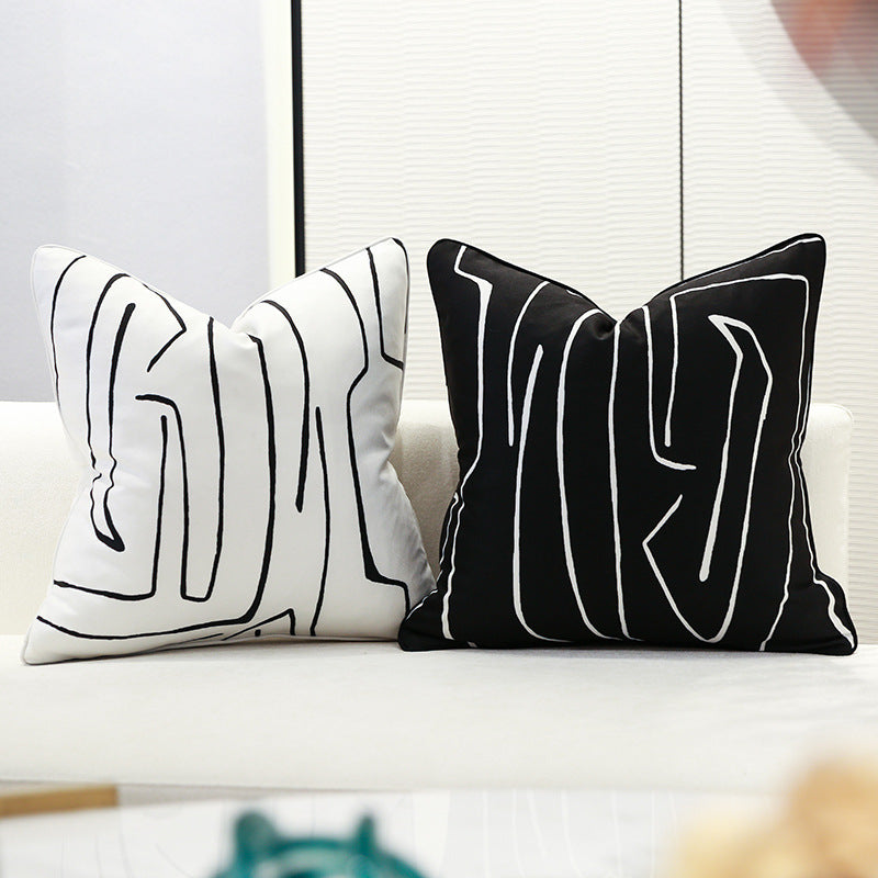 Monochrome Maze Cushion Cover