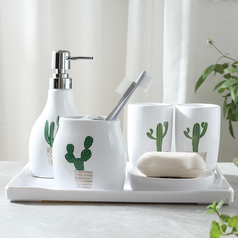 Elegant Print Bathroom Accessory Set