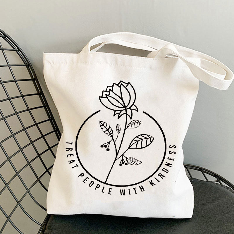 Kindness Print Canvas Tote