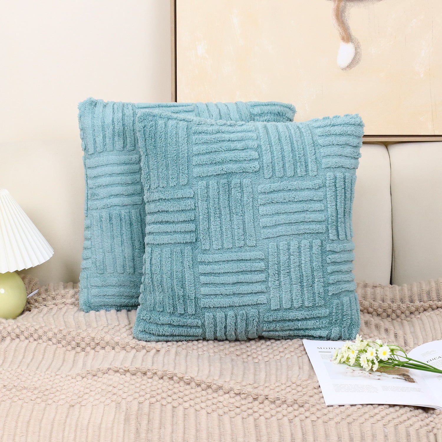 Woven Plush Cushion Cover 45x45cm