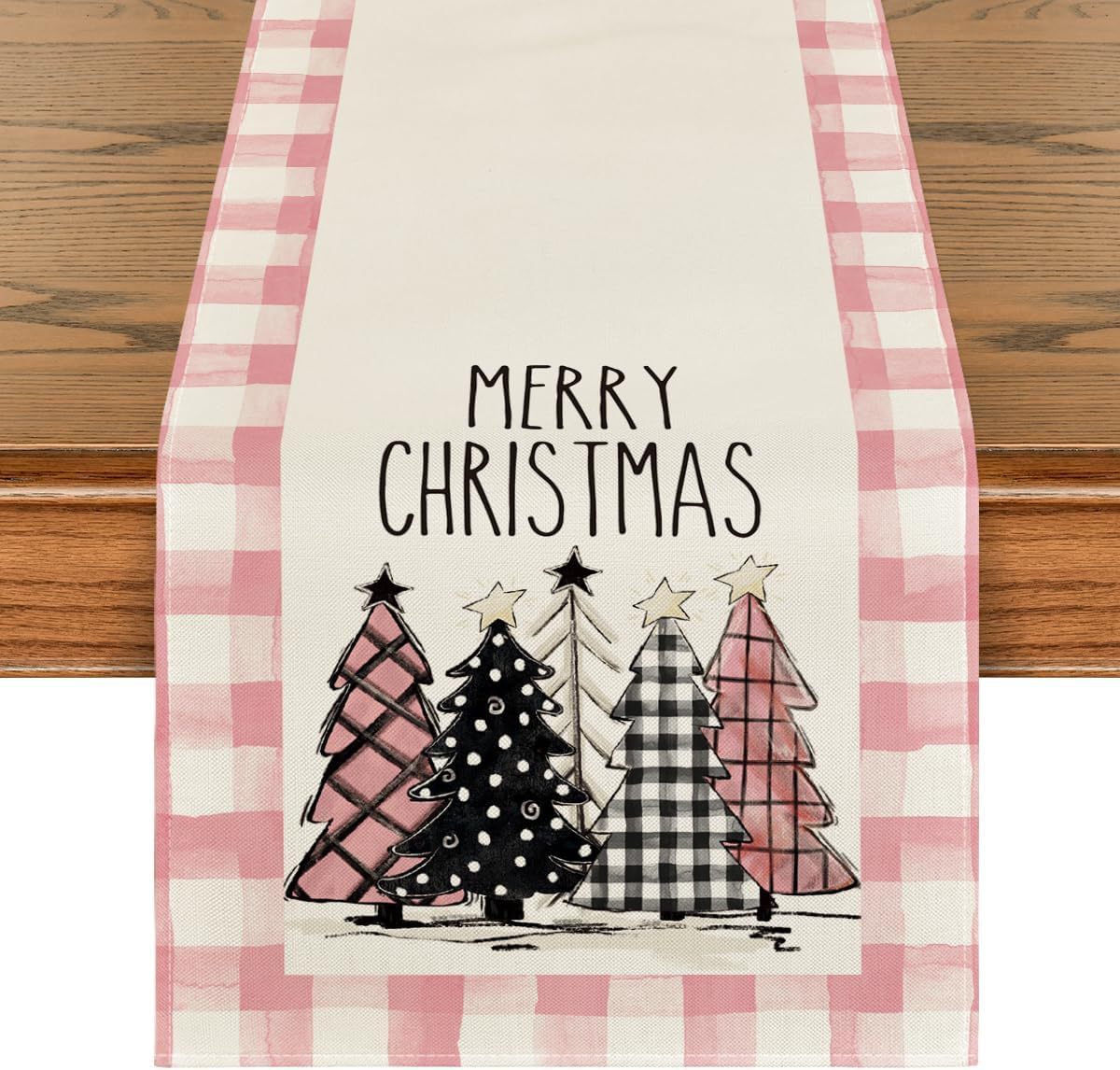 Plaid Christmas Tree Table Runner 30x180