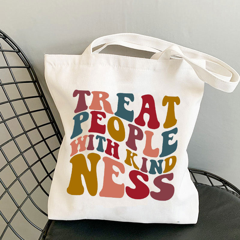 Kindness Print Canvas Tote