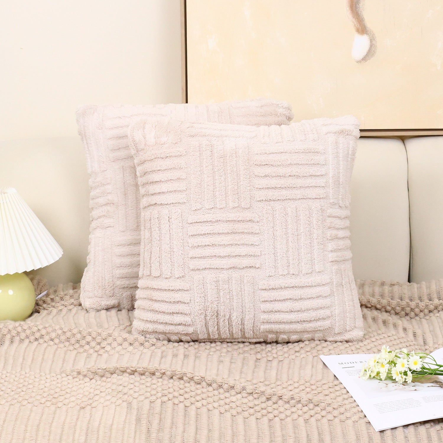 Woven Plush Cushion Cover 45x45cm